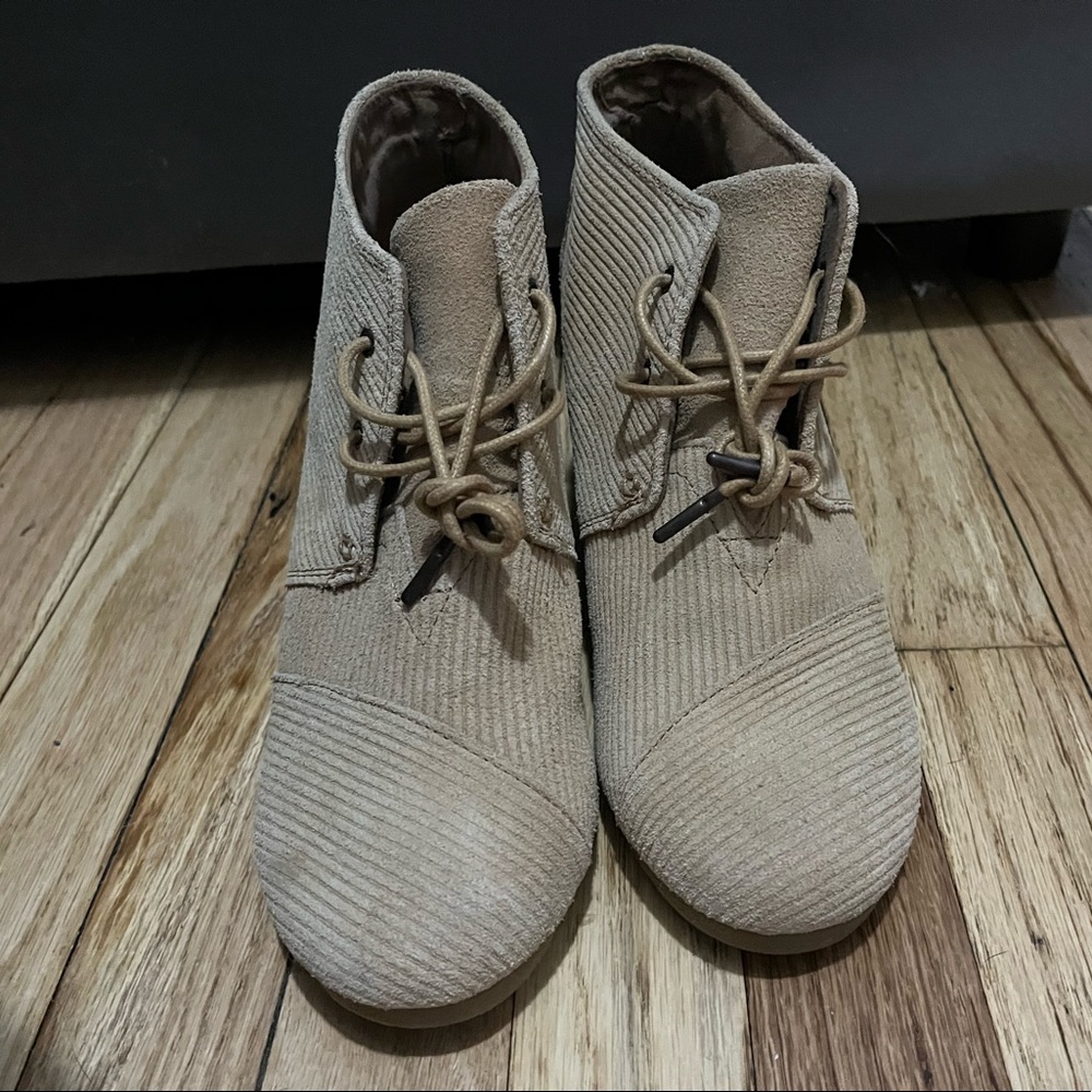 TOMS suede wedge boots size 10